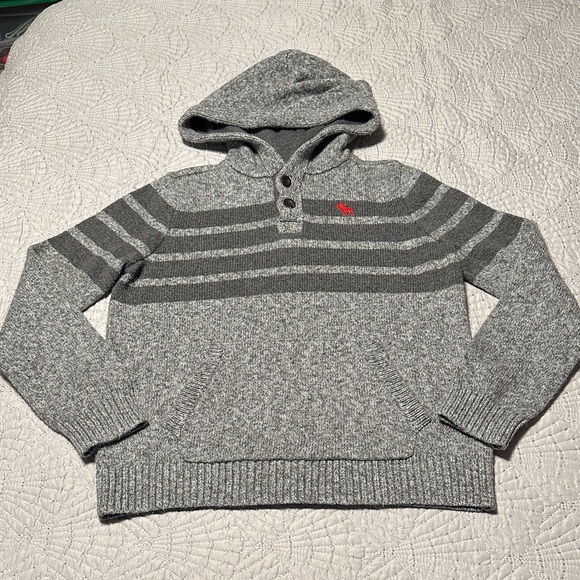 Abercrombie Kids Boys Gray Hooded Sweater, EUC, Size 15/16 - Picture 1 of 8